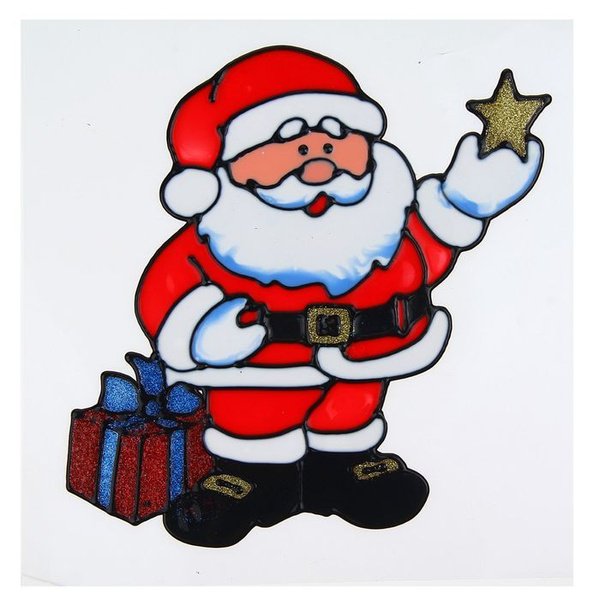 Дед Мороз на окно цветной