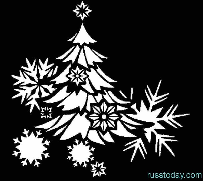 Елка трафарет на окно