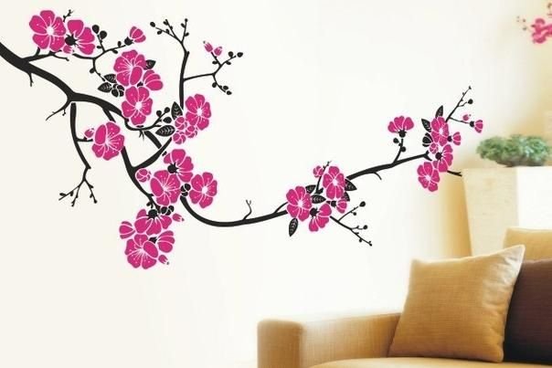 Ветка Сакуры рисунок на стене