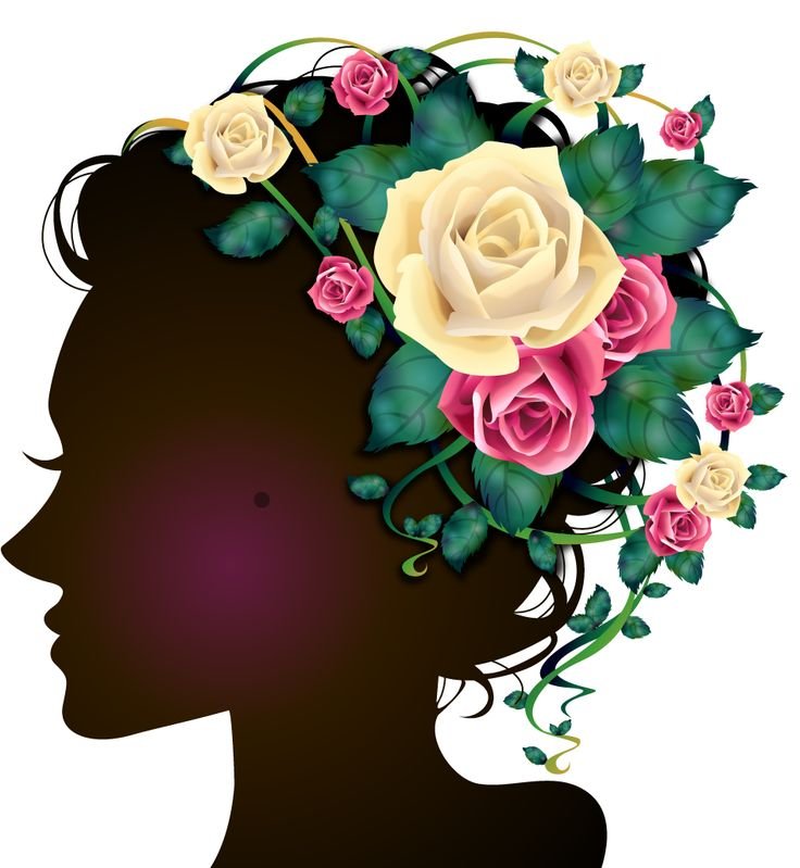 Девушка с волосами из цветов