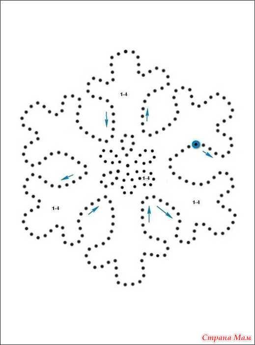 Снежинка по точкам для детей