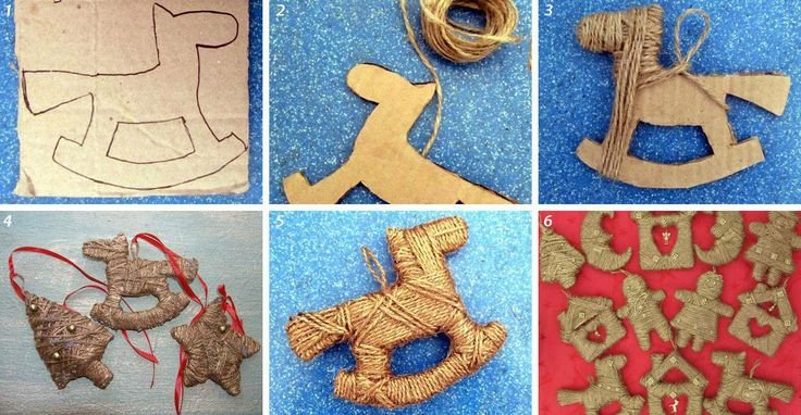 Поделка из ниток на картоне