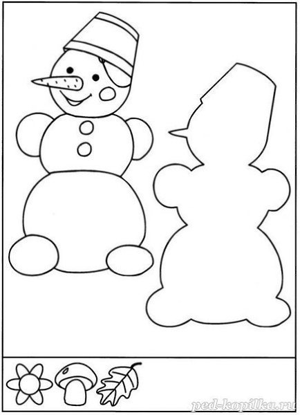 Трафарет снеговика для аппликации