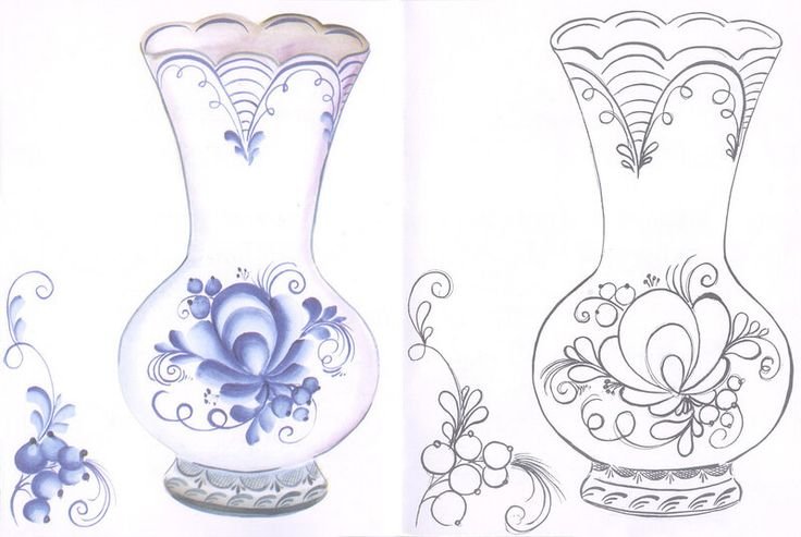 Гжельская роспись раскраска для детей