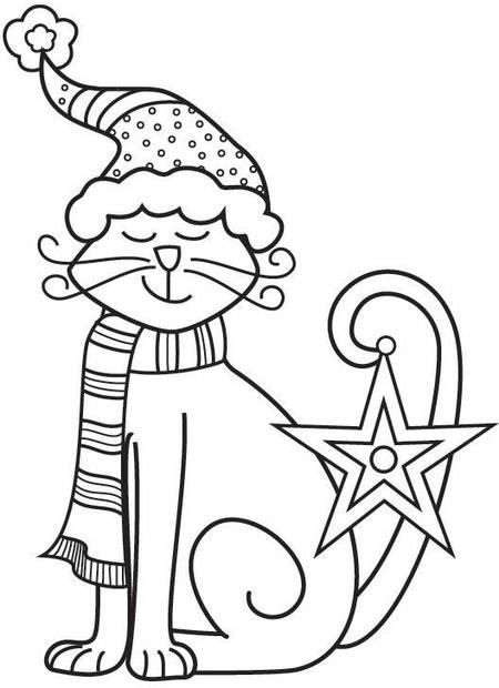 Раскраска новогодний котик