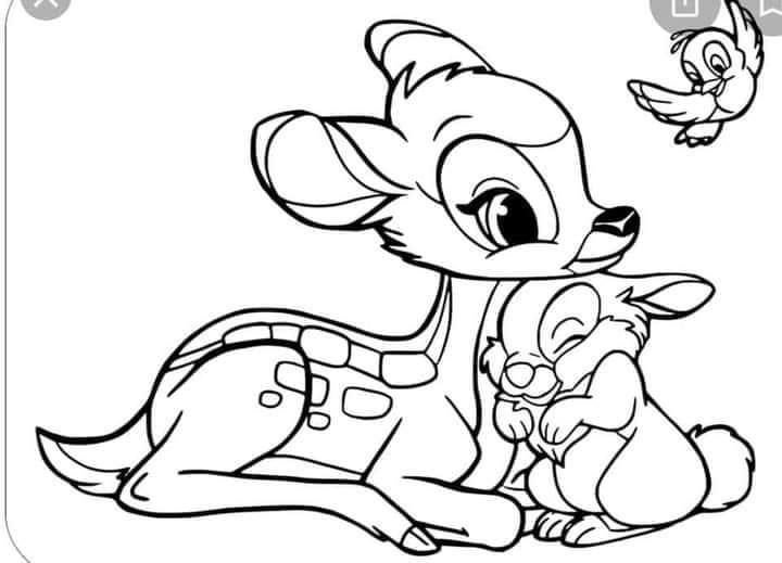 Оленёнок Бэмби раскраска для детей