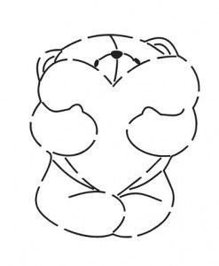 Трафарет мишка с сердечком для пряника