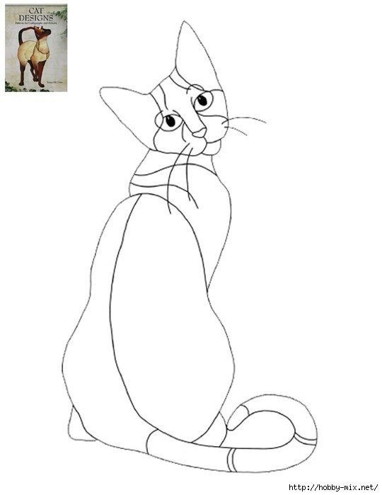 Витраж кошки трафарет