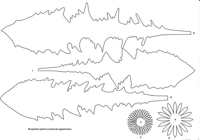 Выкройка листа одуванчика