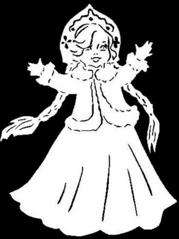 Трафарет Снегурочки на окно из бумаги