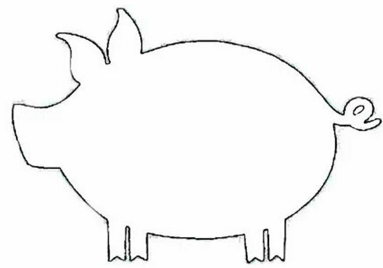 Свинья сбоку контур