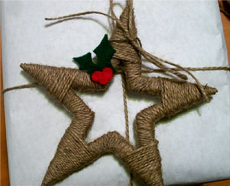 Елочные игрушки из бечевки