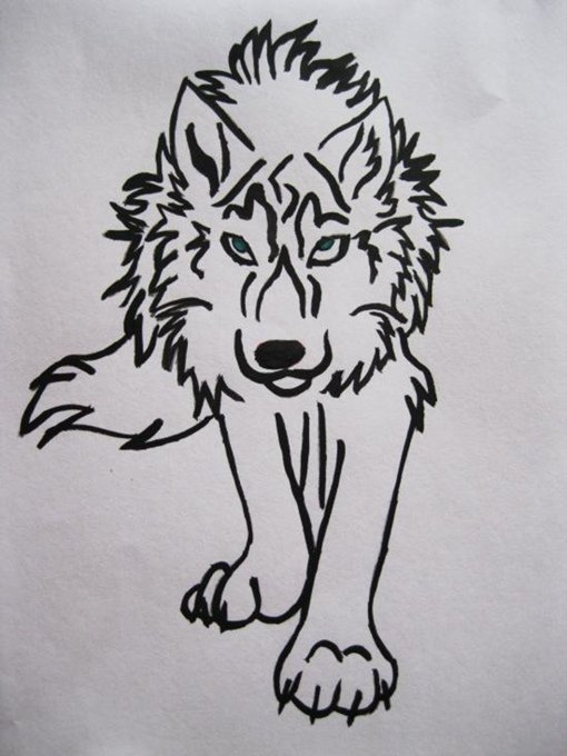 Трафарет волка для выжигания