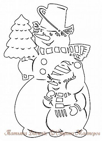 Вырезки на окна Снеговик