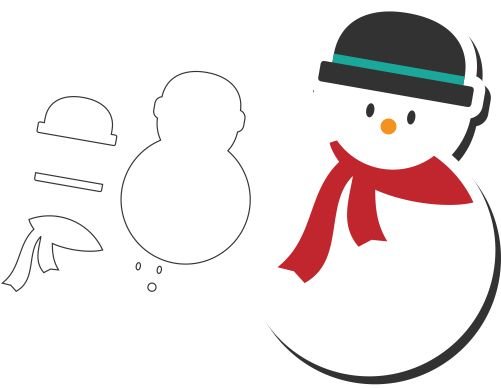 Лекало снеговика из фетра