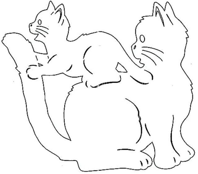 Трафарет котика на окно