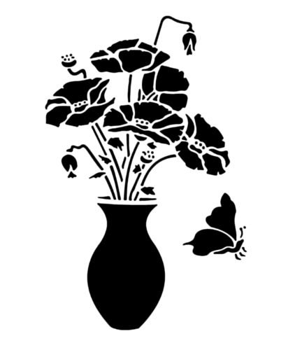 Трафарет ваза с цветами