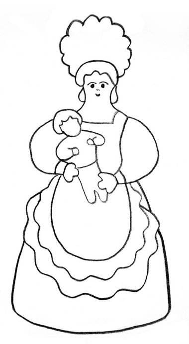 Дымковская Барыня раскраска