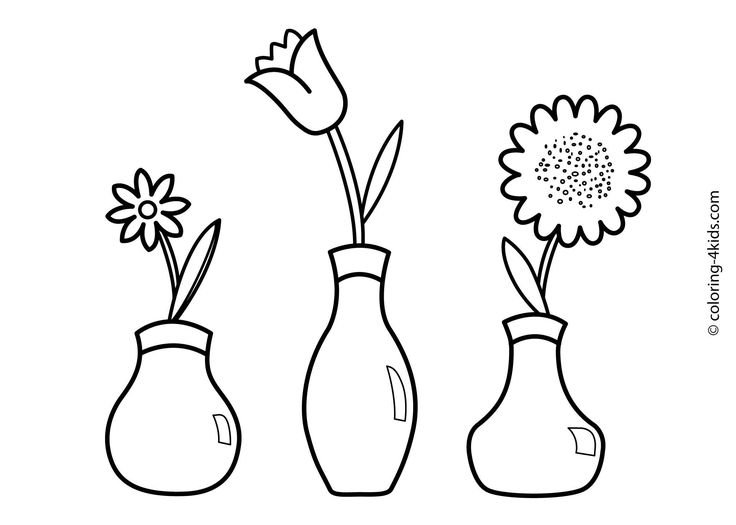 Ваза с цветами для раскрашивания