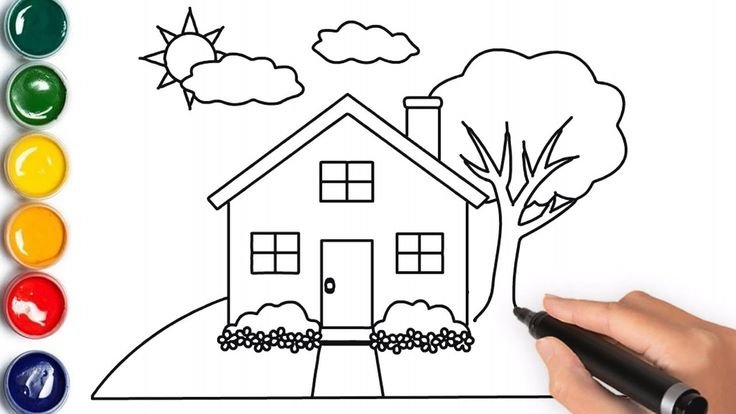 Дом раскраска для детей