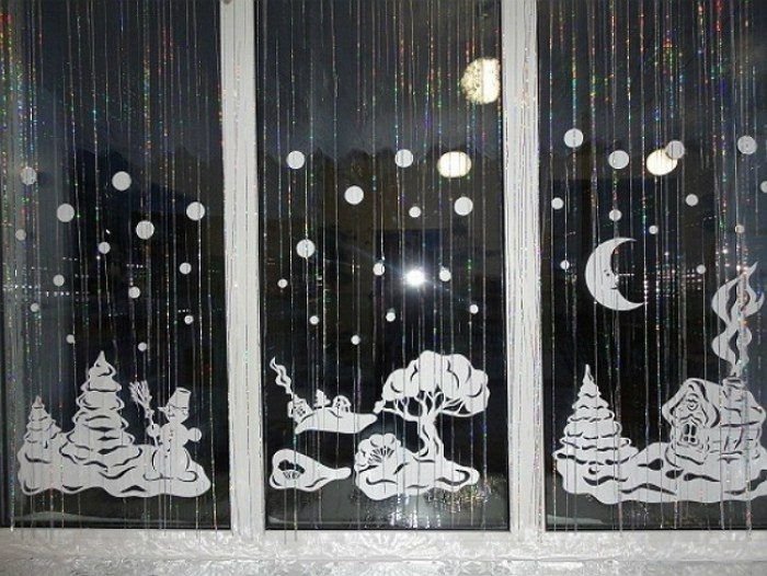 Идеи украшения окон на новый год
