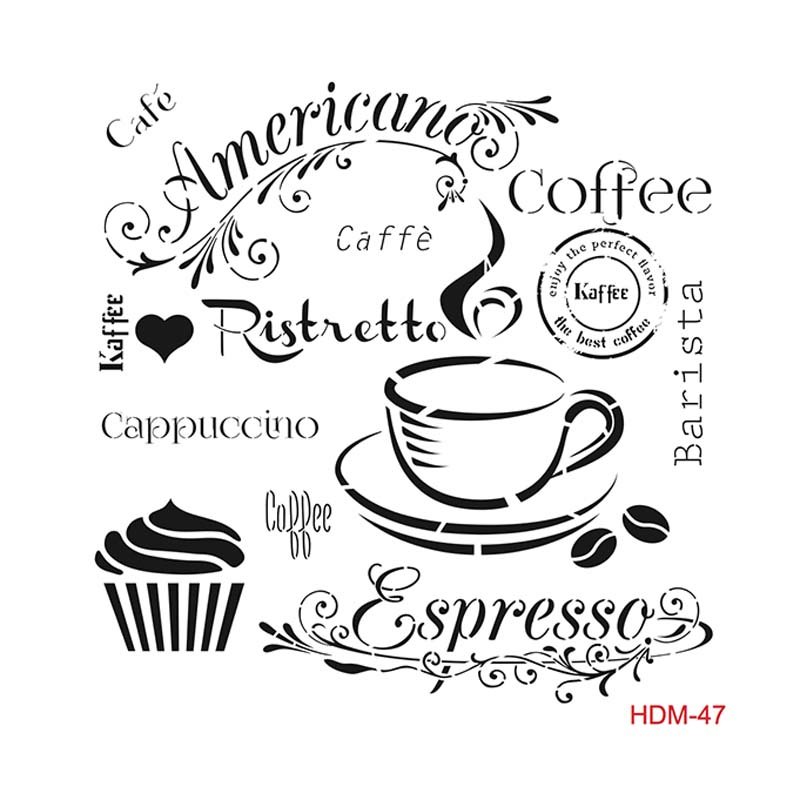Трафарет надпись кофе