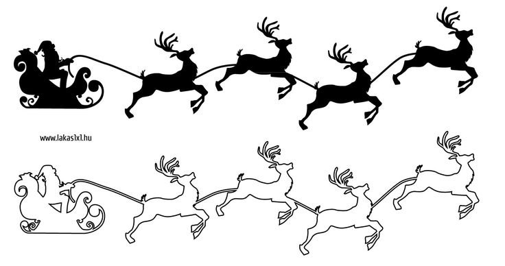 Трафареты на окна сани с оленями