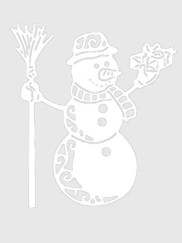 Снеговик трафарет для вырезания на окно