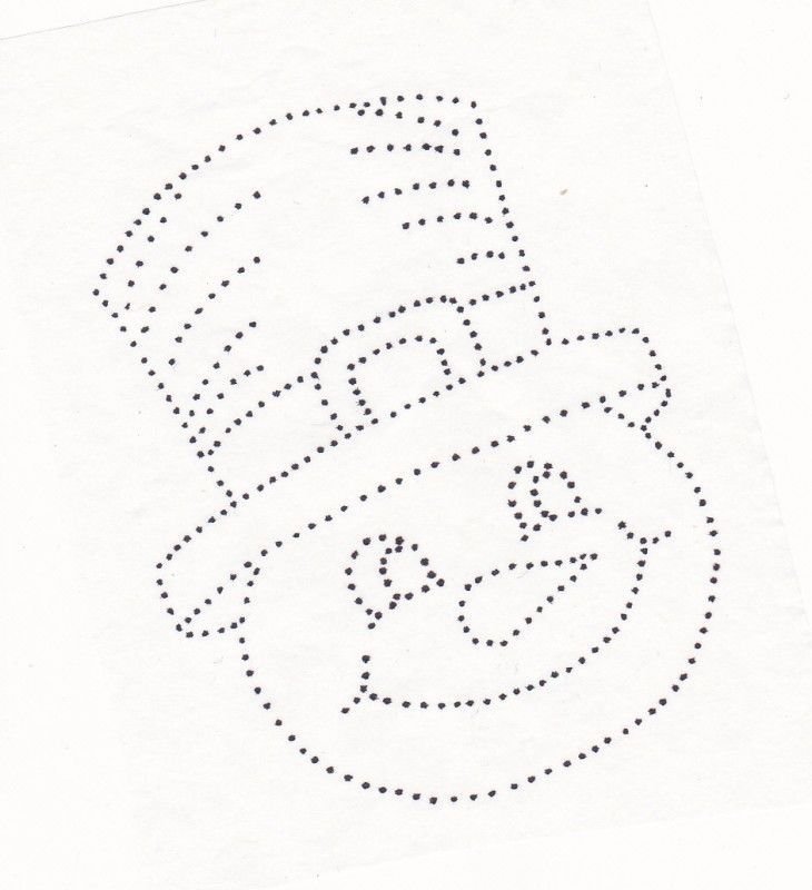 Вышивка снеговика на картоне