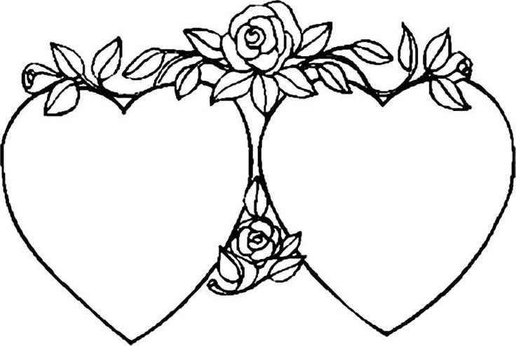 Раскраски сердечки и цветы