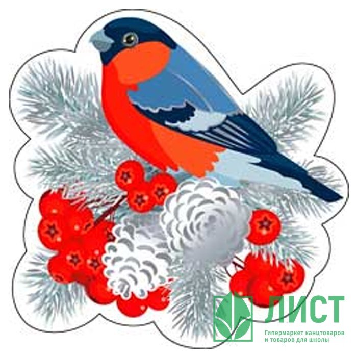 Наклейки на окна Снегири новогодние