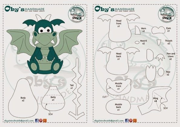 Выкройка игрушки дракона