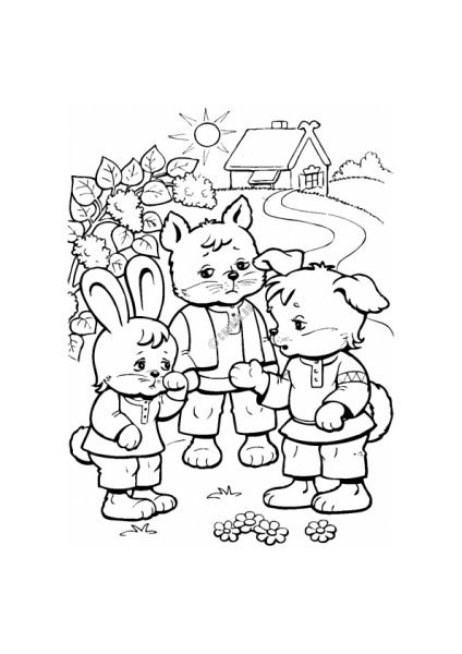 Лиса и заяц раскраска