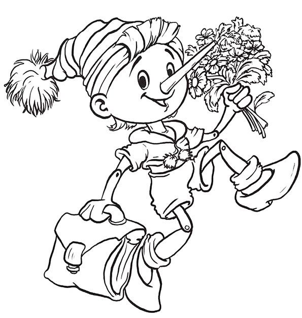 Буратино. Раскраска.