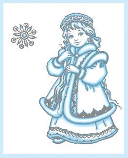 Снегурочка на окно трафарет цветной