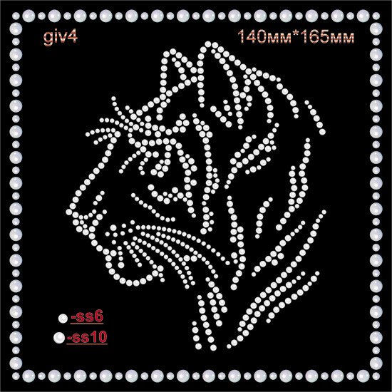 Трафарет тигр стразы