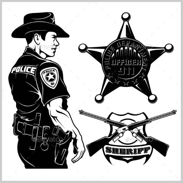 Значок шерифа черно белый