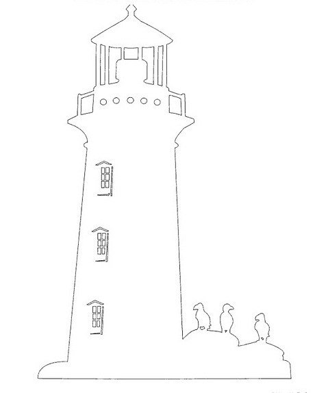 Маяк трафарет для вырезания из бумаги