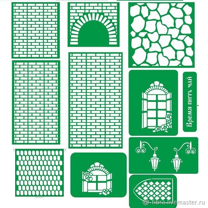 Чайный домик трафарет