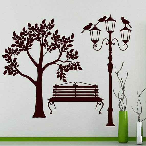 Наклейки на стену скамейка