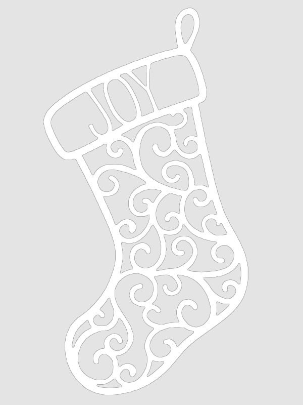 Новогодний носок трафарет для вырезания