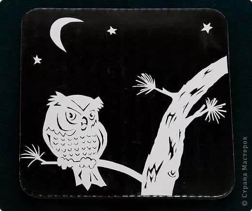 Вытынанки Сова на ветке