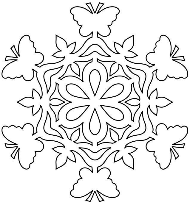 Снежинка трафарет для вырезания