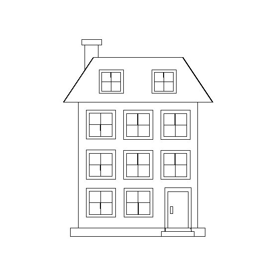 Дом с окнами раскраска