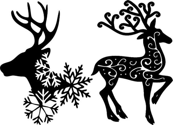 Новогодний олень трафарет