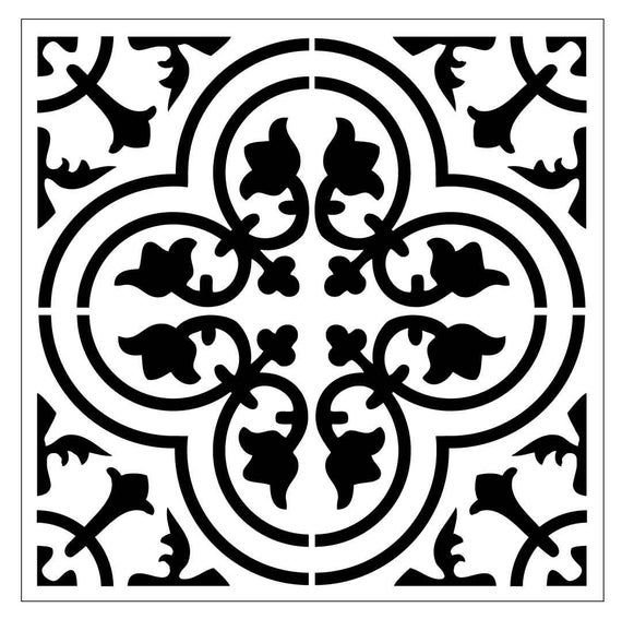 Трафарет узор на плитке