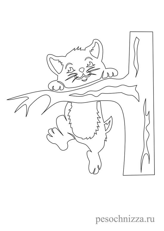 Вытынанка кот на ветке