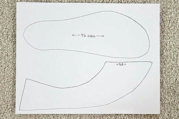 Выкройка тапочек следков