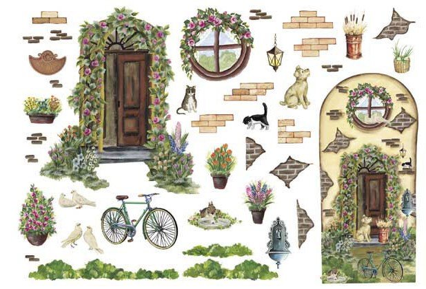 Бумага для декупажа чайного домика