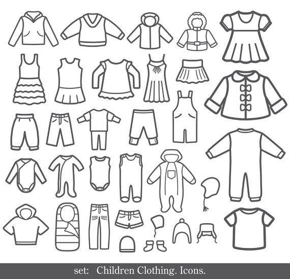 Предметы одежды контур